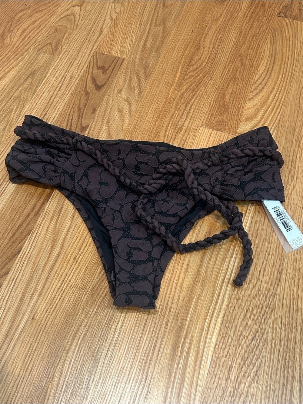 REVOLVE DEVON WINDSOR Felicity Brown Braided belt Tie Bikini Bottoms xl women’s
